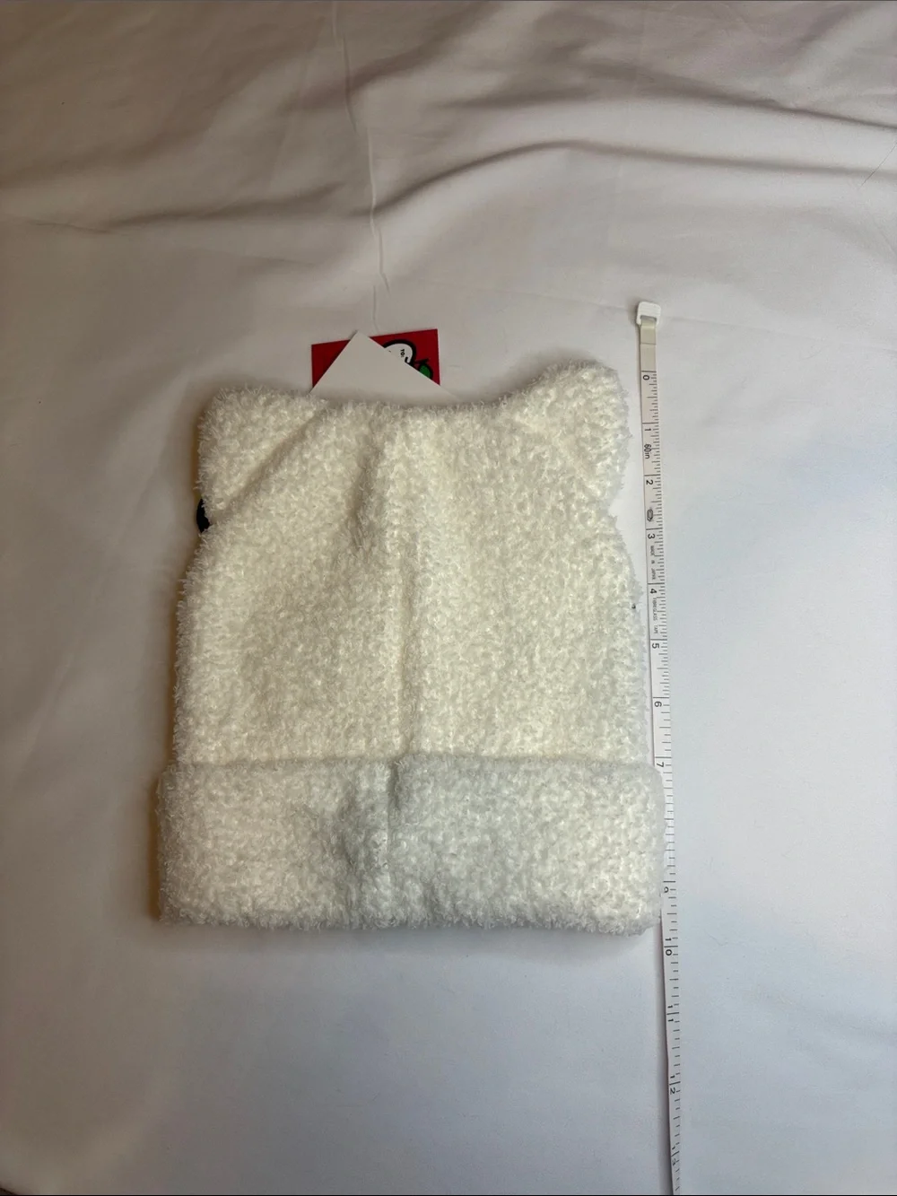 Sparkly Bow Kitten Ears Hello Kitty Face Beanie Plush Soft Fluffy Fleece NWT